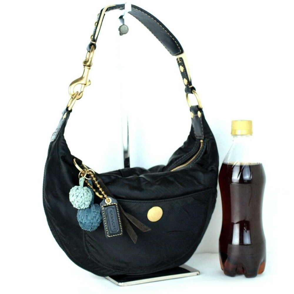 Coach Hampton Black Satin Hobo Bag
